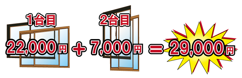 1台目22,000円(税別)＋2台目7,000円(税別)＝29,000円(税別)