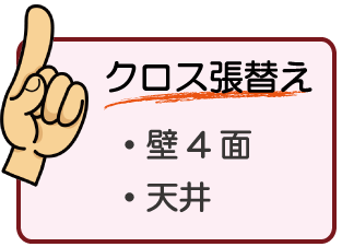 クロス張替え　壁4面・天井