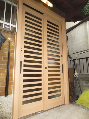 玄関ドア交換工事 LIXIL 玄関引戸リフォーム リシェント 大阪市住吉区