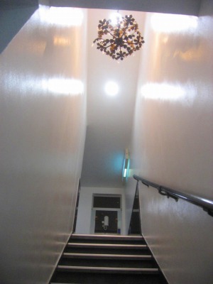 光沢ある漆喰壁・階段