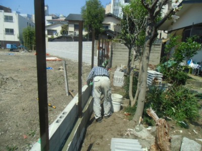 ブロック天端塗り